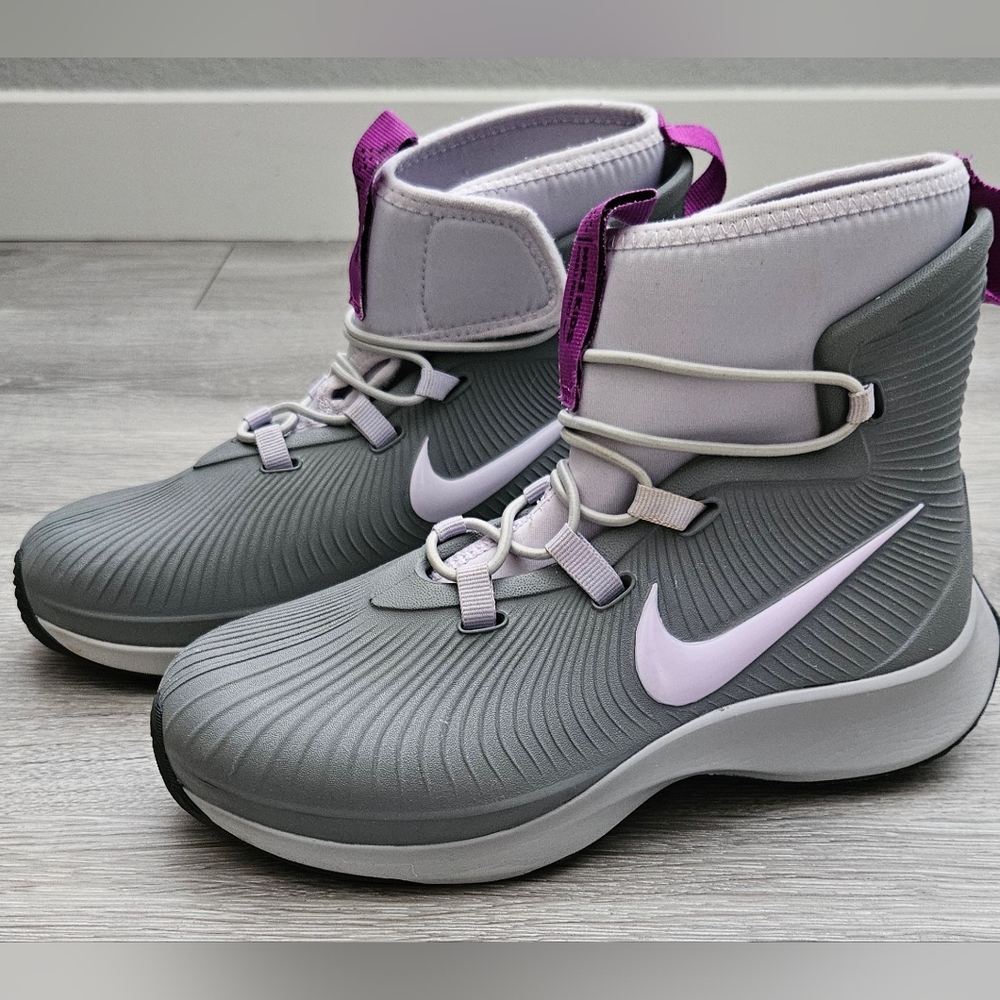 Nike Girls' Binzie Rain Boots Size 13C Purple Gray Waterproof